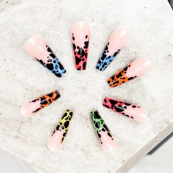 Colorful Cow Print Press On Nails - Picture 2 of 3